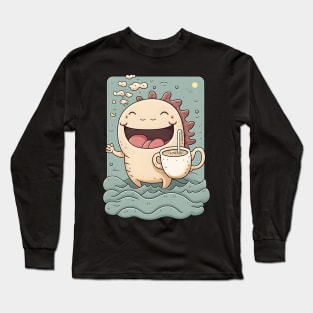 Axolotl & Coffee Kawaii Anime Axolotls & Coffee Lover Long Sleeve T-Shirt